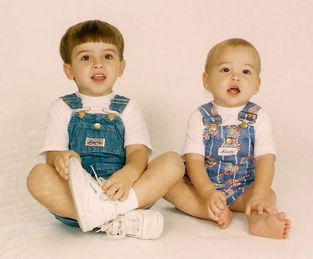 Two young brothers, Michael, 3, and Alexander, 14 months, sitting on the floor prior to tragic 1994 event