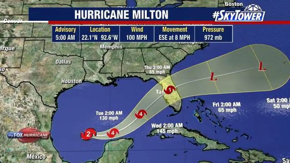 Hurricane Watches have been posted along Florida’s west coast as millions of people across the region prepare for dangerous impacts from Hurricane Milton, such as a life-threatening storm surge, destructive winds and flooding rain.