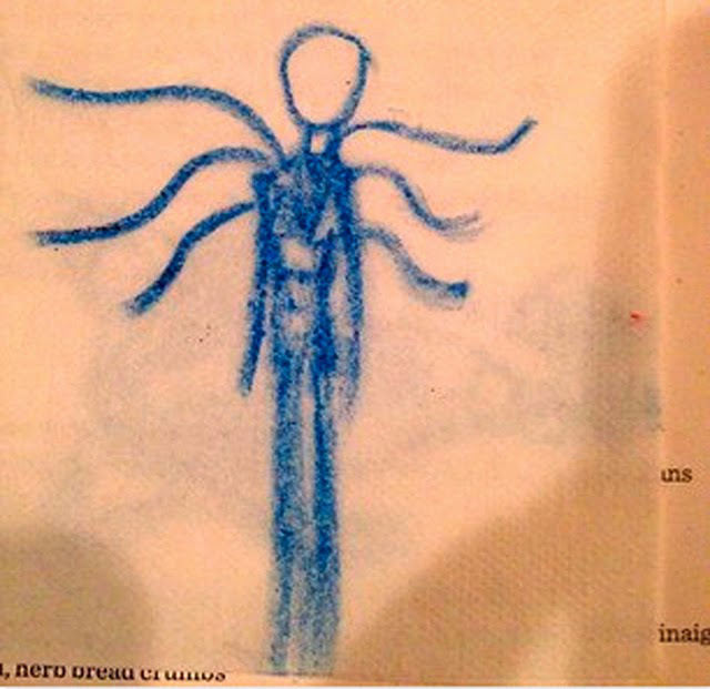 A drawing oof Slender Man created by Morgan and posted to her father's Instagram page.