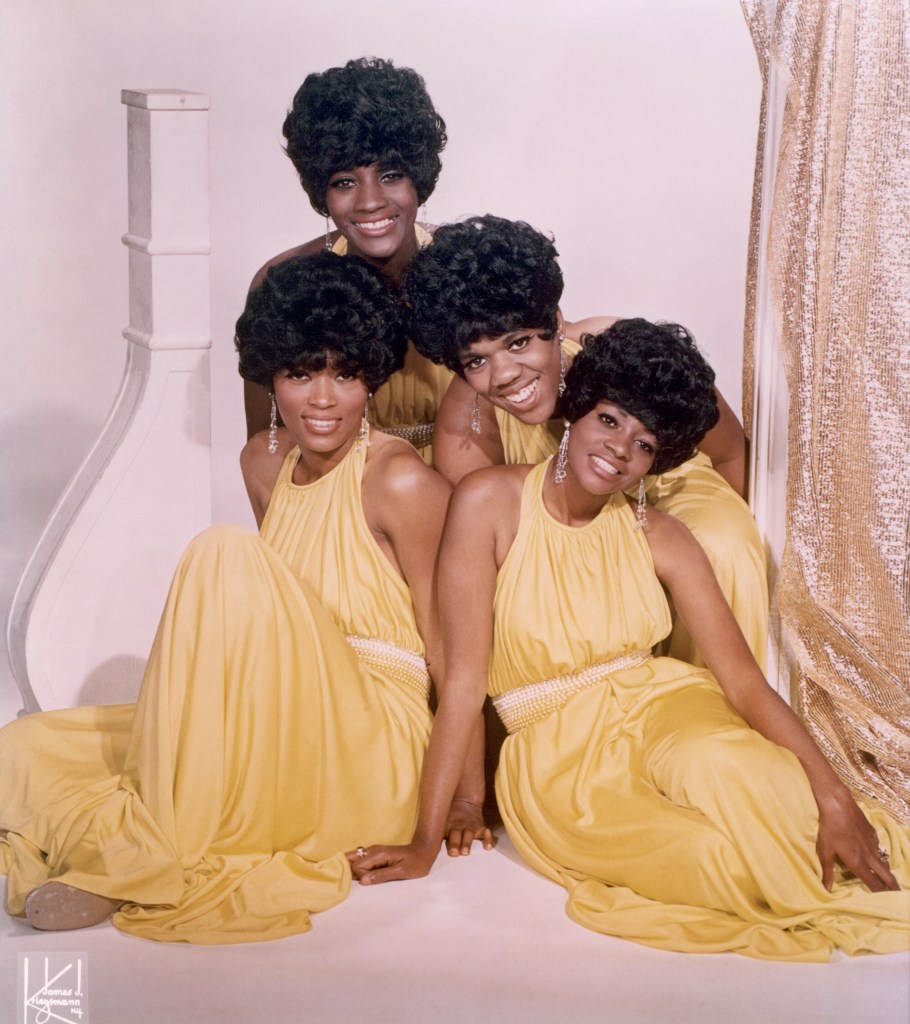 (Clockwise from bottom left) Myrna Smith, Sylvia Shemwell, Estelle Brown and Cissy Houston of the vocal group "The Sweet Inspirations" pose for a portrait circa 1967 in New York, New York. 