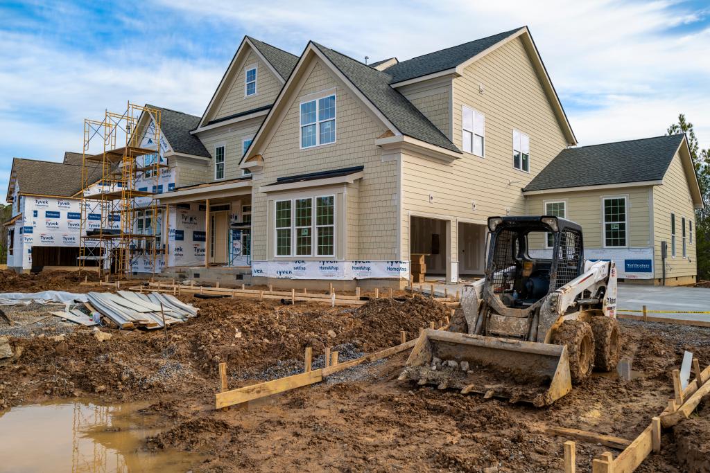 A house under construction in Apex, North Carolina.