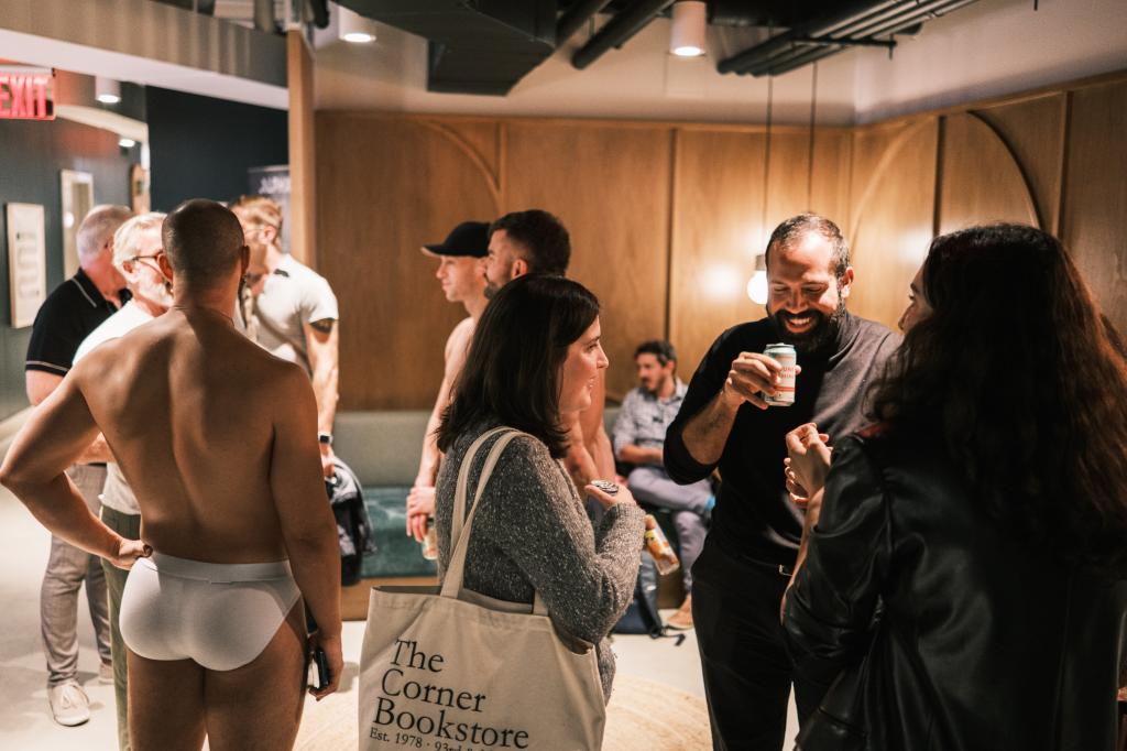 ALPHX hosting underwear 'Tupperware party' where potential customers try the products, alongside models wearing them in New York, NY on September 26, 2024