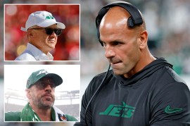 Woody Johnson, Robert Saleh, Aaron Rodgers