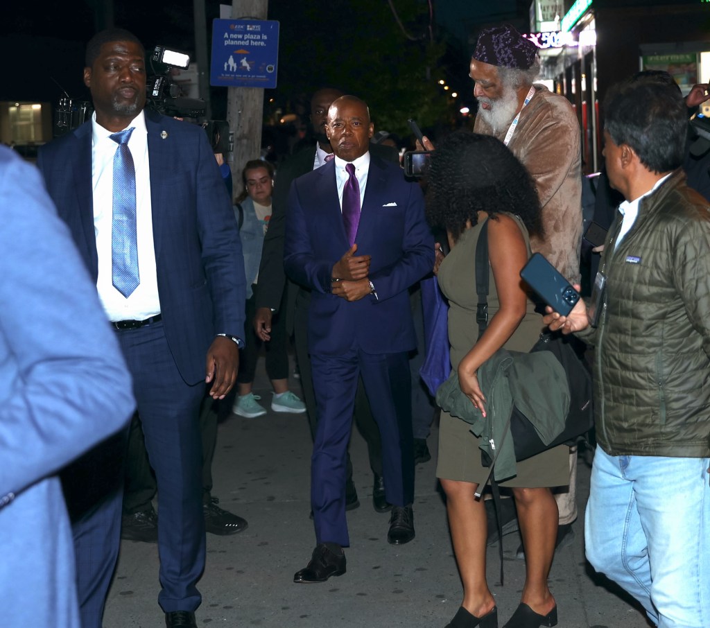 Mayor Eric Adams is seen arriving at the Aliento De Vida Church in Corona, Queens on September 30, 2024 in New York City. 