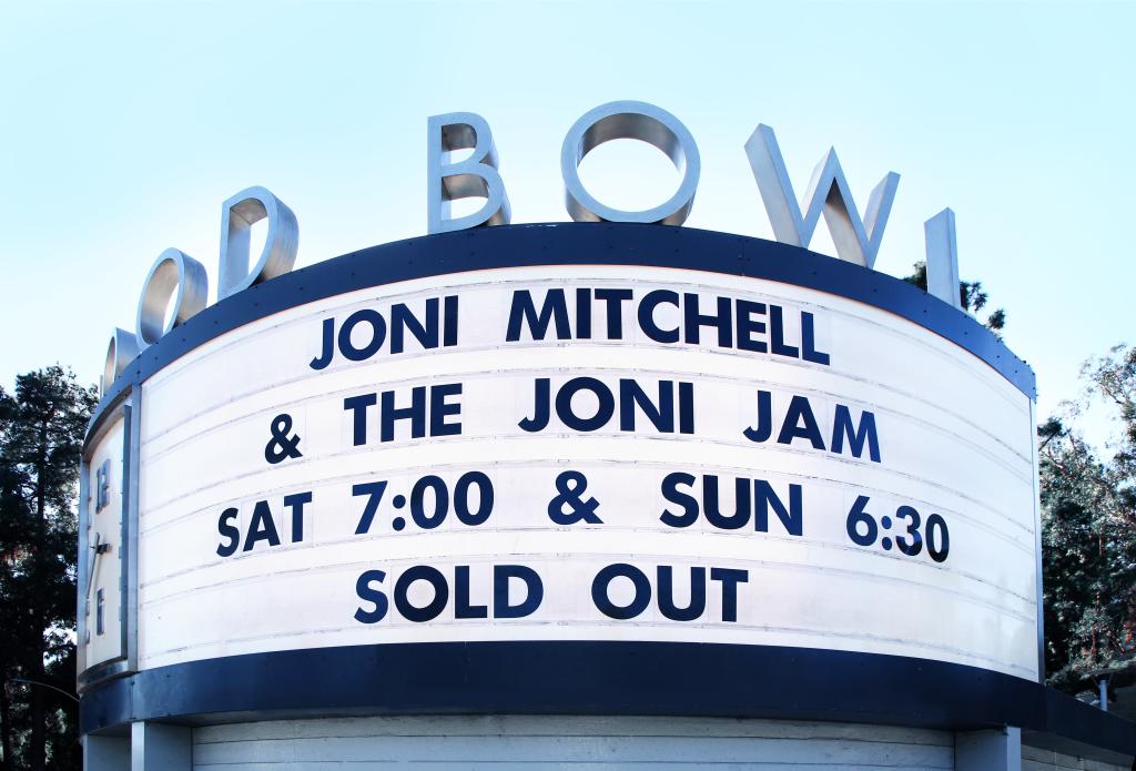 Joni Mitchell's "Joni Jam" marquee at the Hollywood Bowl.