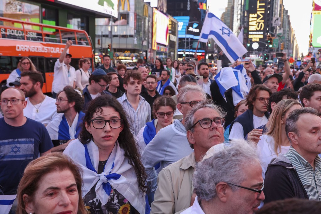 People attend a pro-Israel rally in Times Square in New York, New York, USA, 07 October 2024.