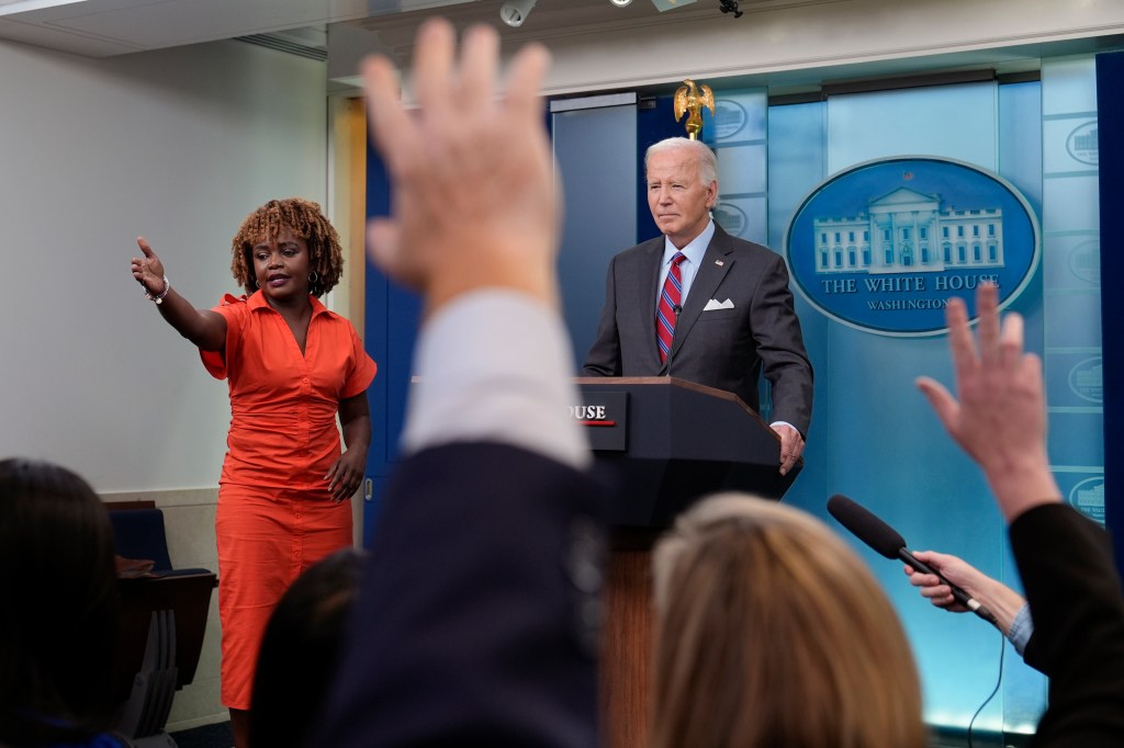 President Biden on Friday made his first appearance in the White House briefing room since taking office.