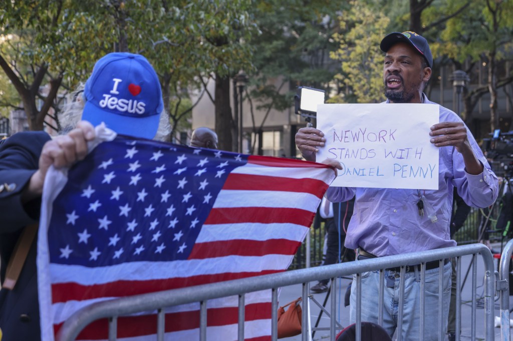 Supporters of Penny gathered outside of Manhattan Criminal Court.