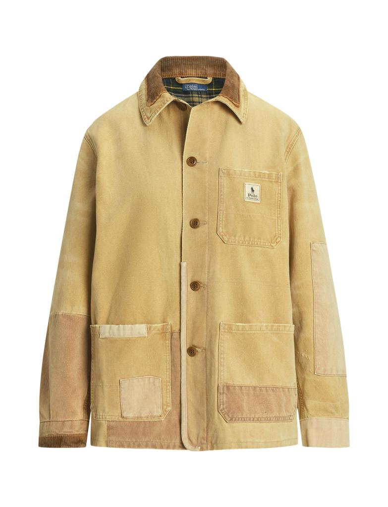 A tan Polo Ralph Lauren patchwork chore jacket