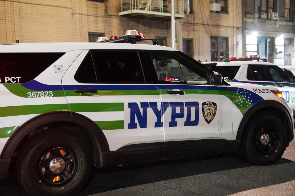 Police at the scene where two officers were injured - one bitten by a dog - after responding to a disorderly crowd on E176th Street near Anthony Avenue in the Bronx, NY around 8:15 p.m. on February 7, 2024.