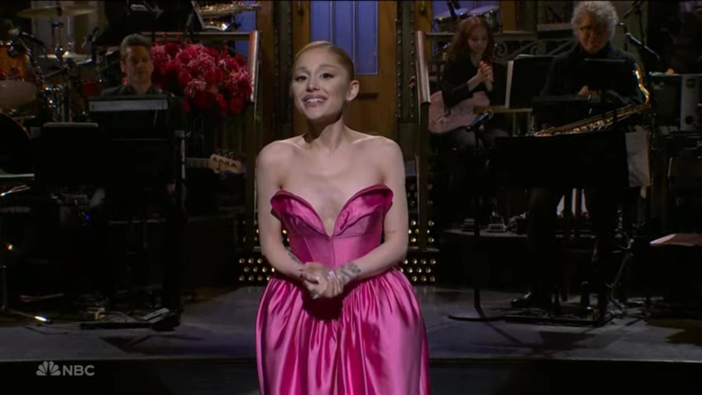 Ariana Grande during her opening monologue on "SNL"