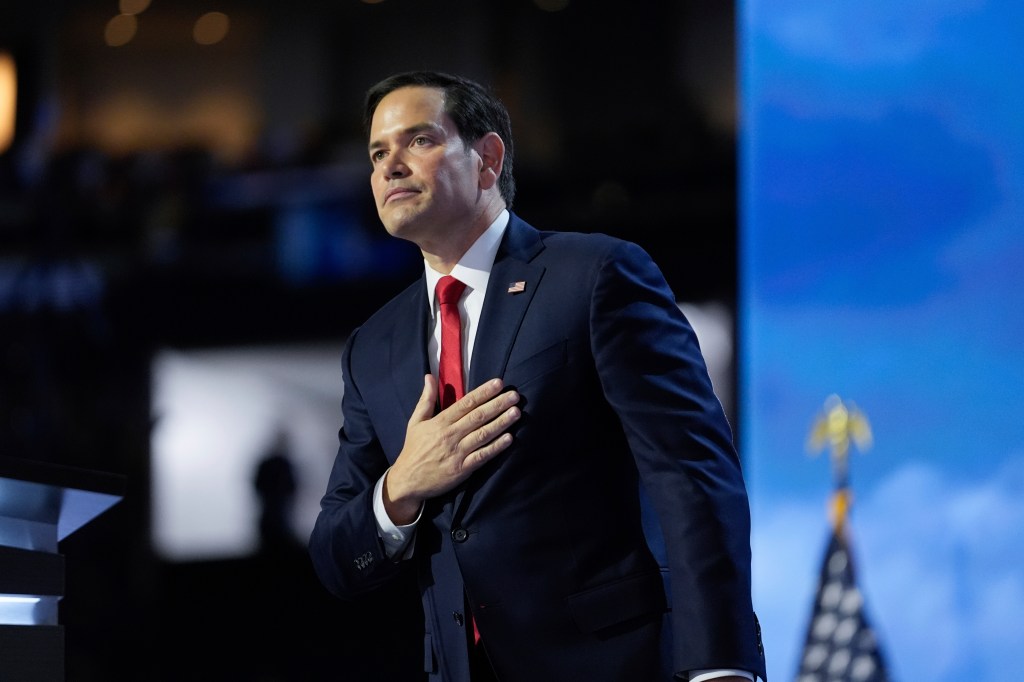 Sen. Marco Rubio, R-Fla., speaks during the Republican National Convention Tuesday, July 16, 2024, in Milwaukee. 