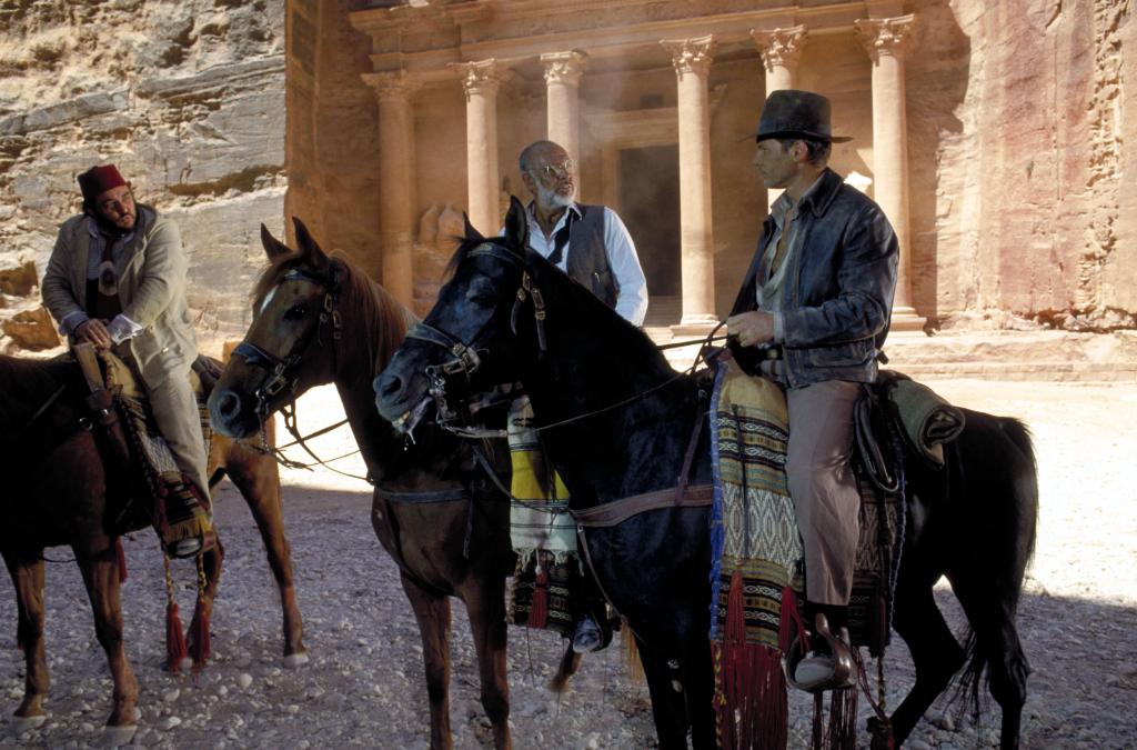 John Rhys-Davies, Sean Connery and Harrison Ford in "Indiana Jones and The Last Cruae.