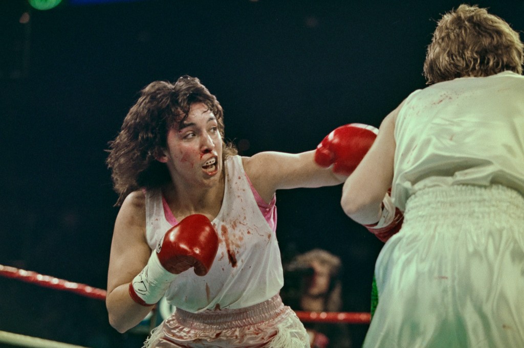 Christy Martin throws a punch at Deirdre Gogarty in March 1996.