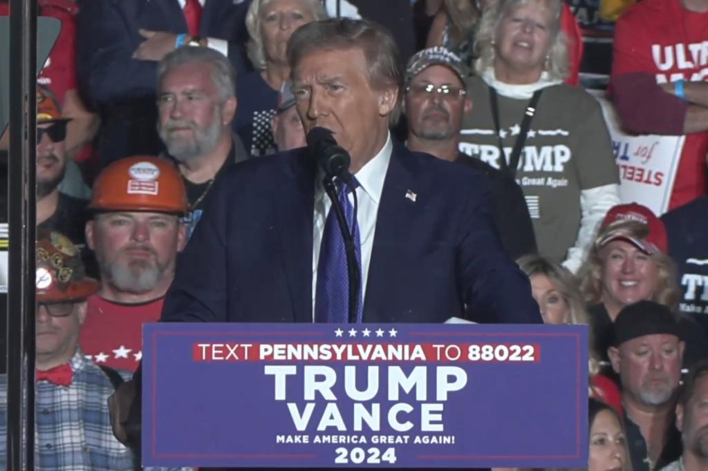 Former President Trump at a rally in Latrobe, Pennsylvania.