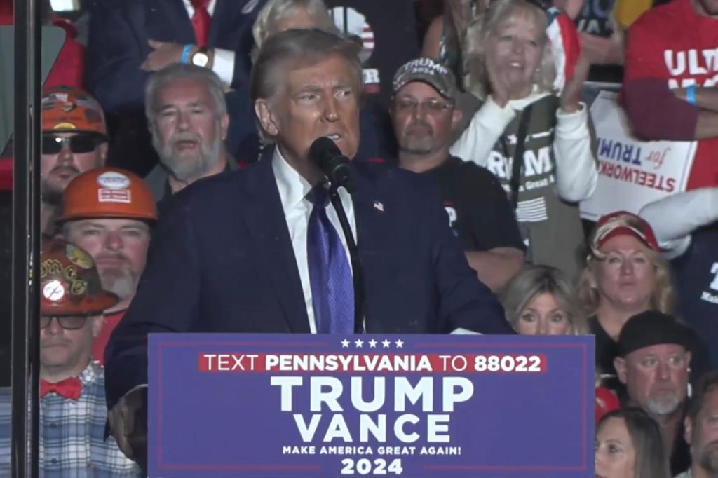 Former President Trump at a rally in Latrobe, Pennsylvania.