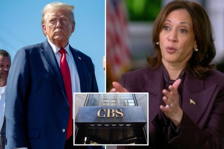 Donald Trump, Kamala Harris, CBS building