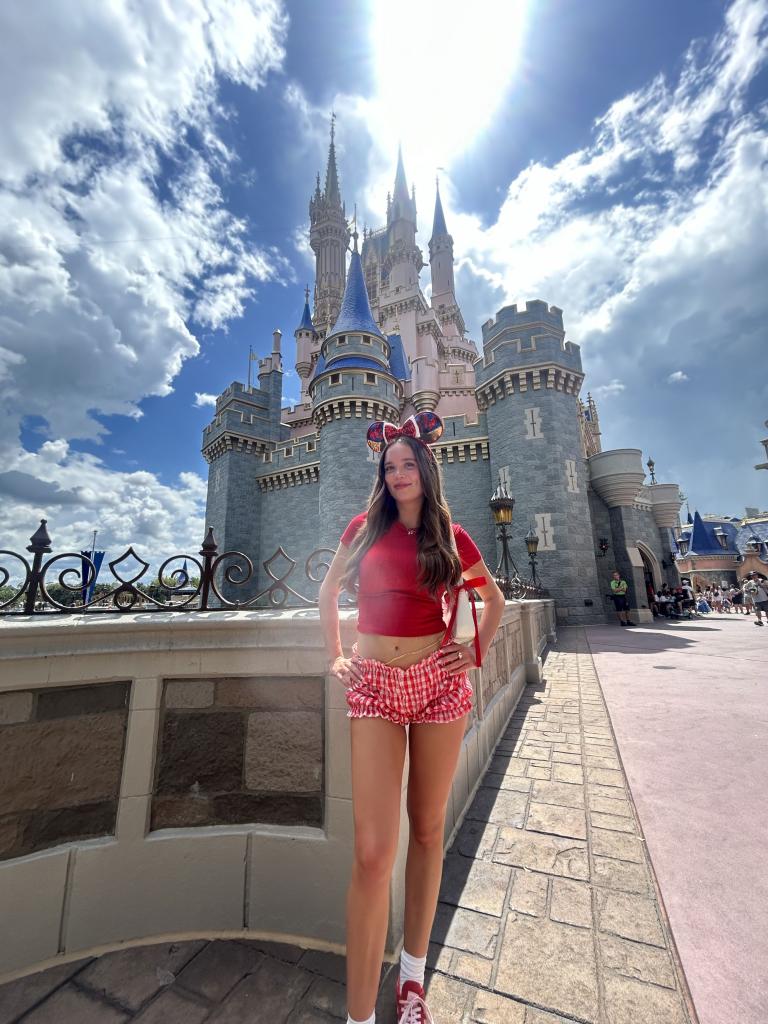 Jessie Lee, 21, in her "stripper" outfit at Disney. 