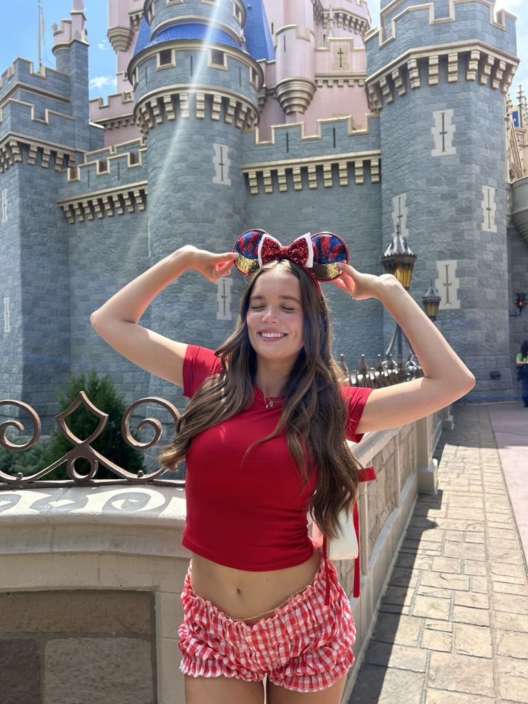 Jessie Lee, 21, in her "stripper" outfit at Disney. 