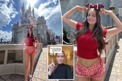 (Main) Jessie Lee, 21, in her "stripper" outfit at Disney World. (Inset) Lee on TikTok.