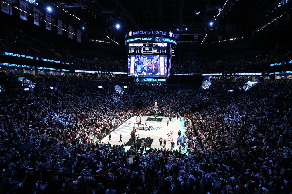 A packed Barclays Center watches The Liberty.