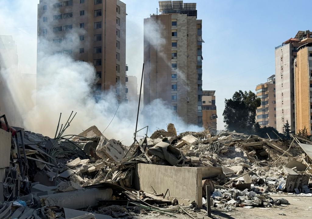 The strikes damaged buildings in Beirut’s southern suburbs.