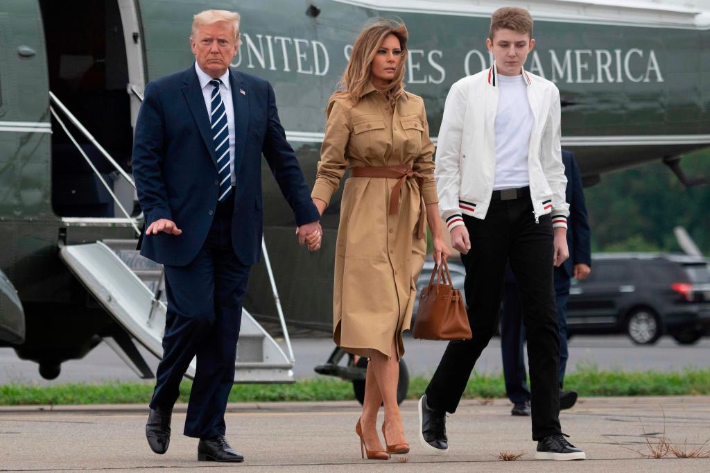 Melania Trump, Barron Trump, Donald Trump.