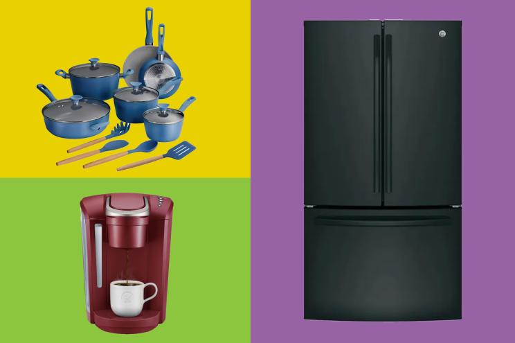 A collage of various kitchen appliances