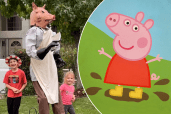 Toddler thinks creepy Halloween decoration is Peppa Pig