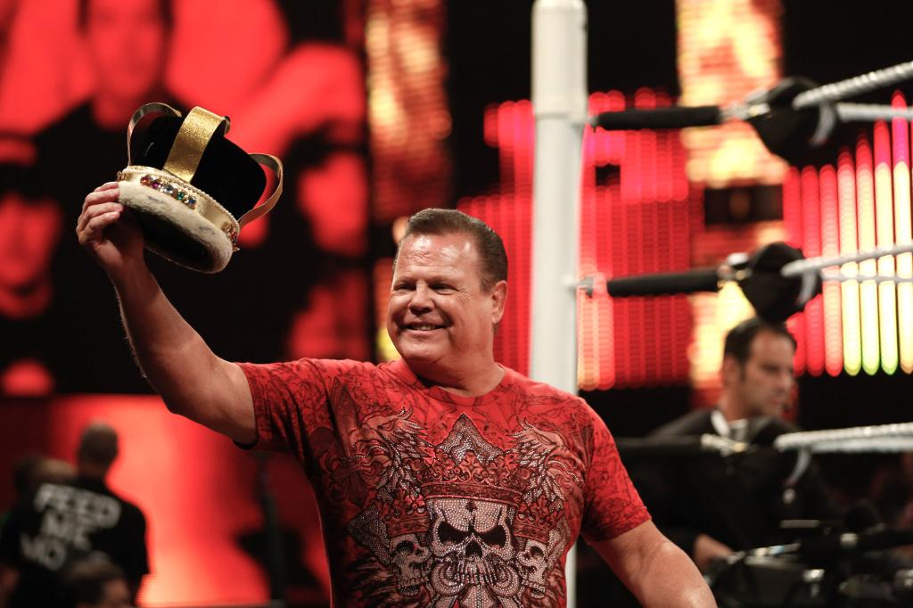 Jerry "The King" Lawler addresses the audience at the WWE SummerSlam 2015 at Barclays Center of Brooklyn on August 23, 2015 in New York City. 