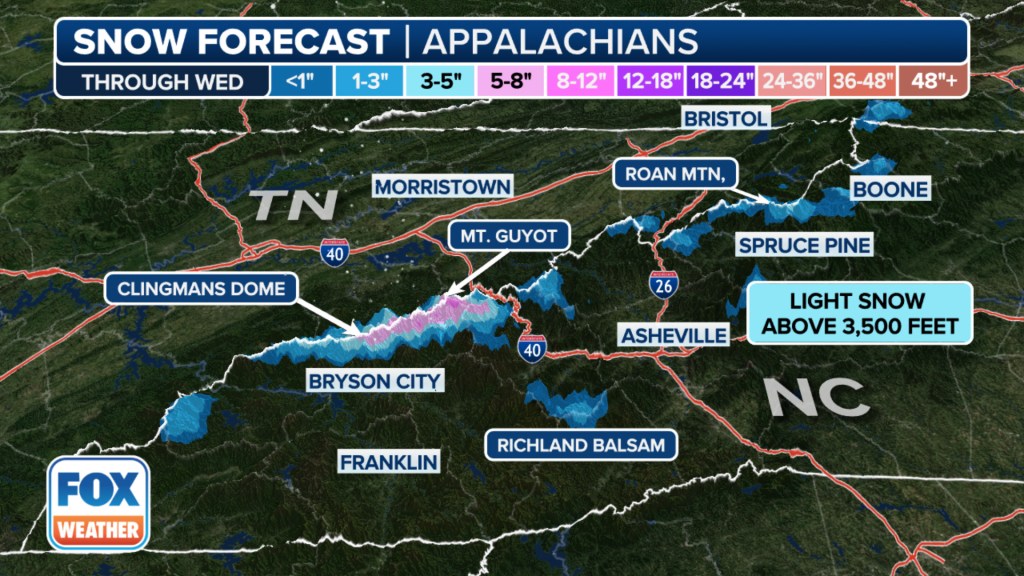 First snow of season eyes Helene-recovery areas in western North Carolina, East Tennessee