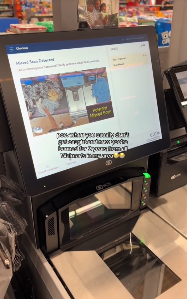 Self-checkout screen