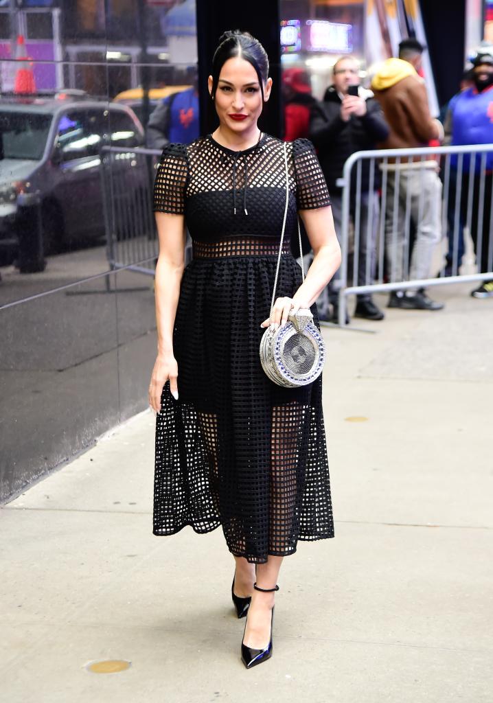 Nikki Bella is seen outside "Good Morning America" on January 25, 2023 in New York City.
