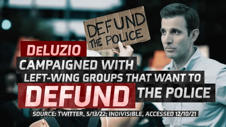 Chris Deluzio with tons of defund the police graphics