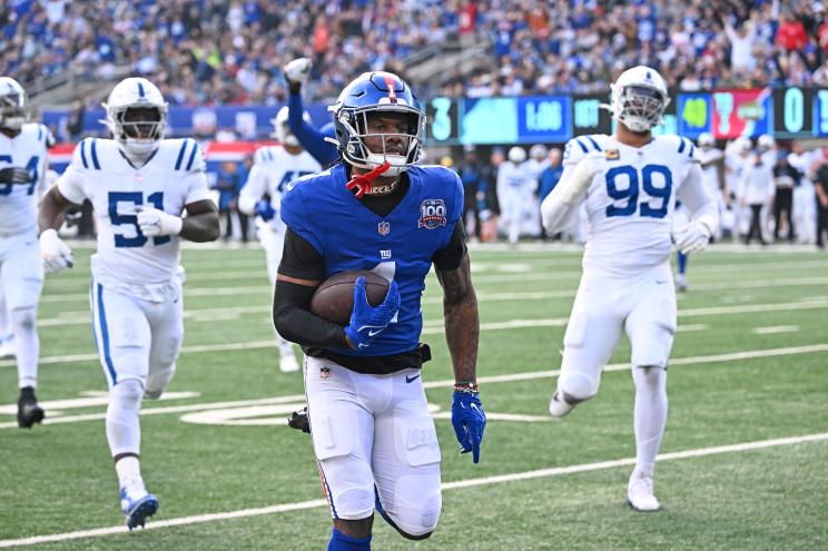 Malik Nabers scores a touchdown during the Giants' win against the Colts on Dec. 29.