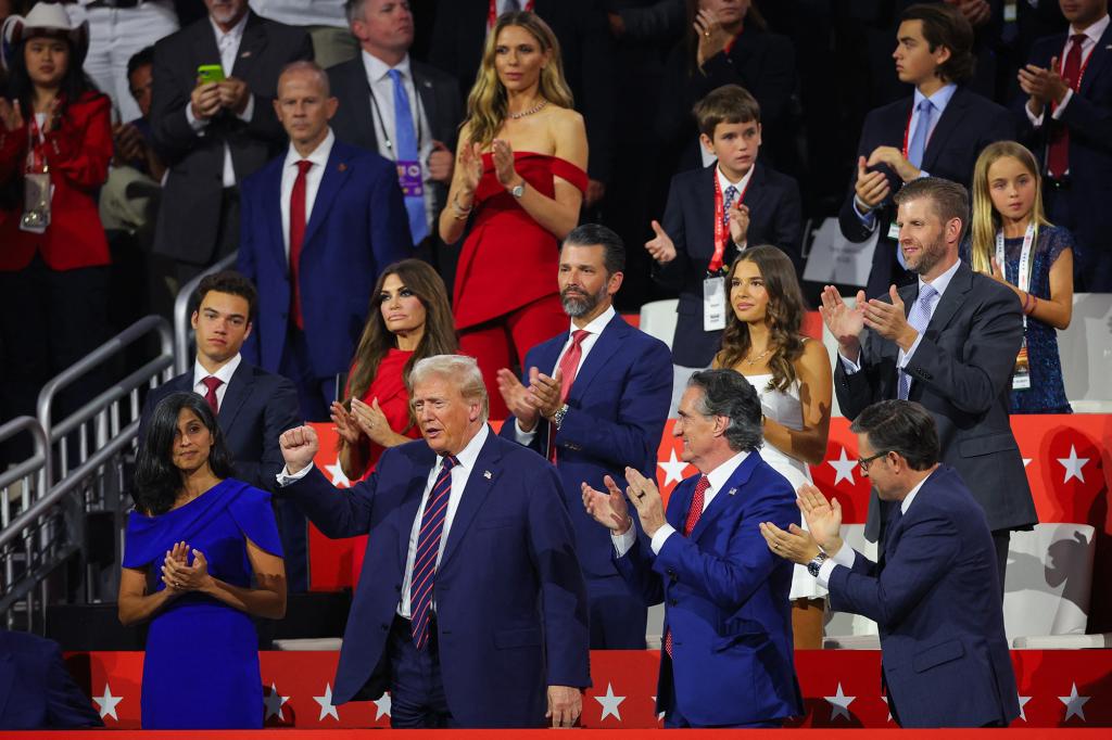 Bettina was seated directly behind Don Jr. and Kimberly at the Republican National Convention in September