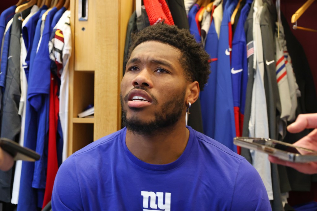 Giants running back Tyrone Tracy Jr. (29) when the New York Giants practiced