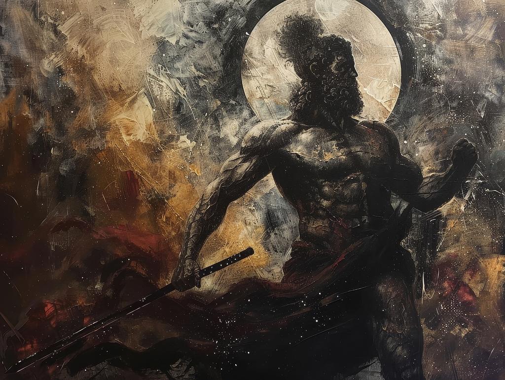 An artistic portrayal of Mars, the ancient Roman god of war. This artwork captures his majesty and power.