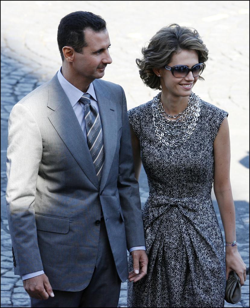 Bashar al-Assad and Asma al-Assad in Paris in 2008.