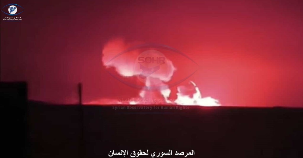 An image released by The Syrian Observatory For Human Rights claims to show Israeli airstrikes.