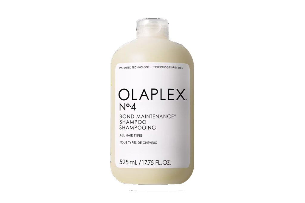 A white bottle of Olaplex shampoo