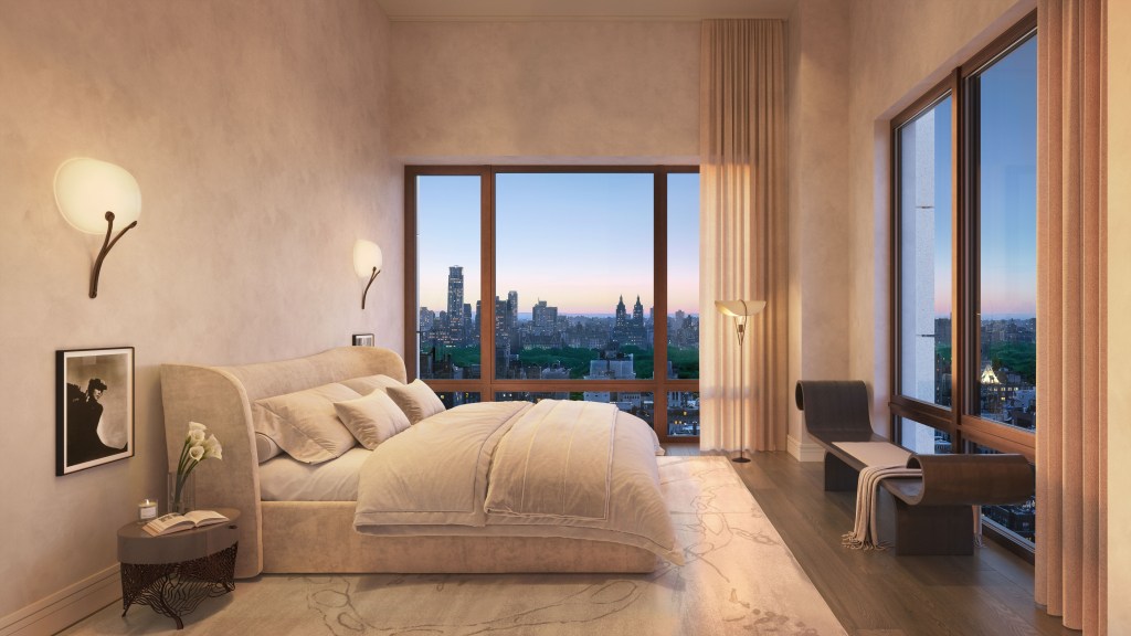 A rendered bedroom inside The 74.