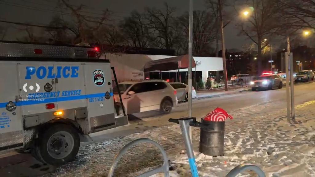 Police truck at the scene