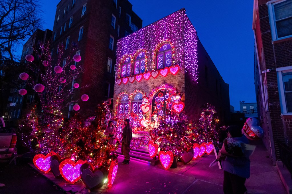 Roy Jensen's year-round holiday house on 79th Street in Bay Ridge is decorated for Valentine's Day.