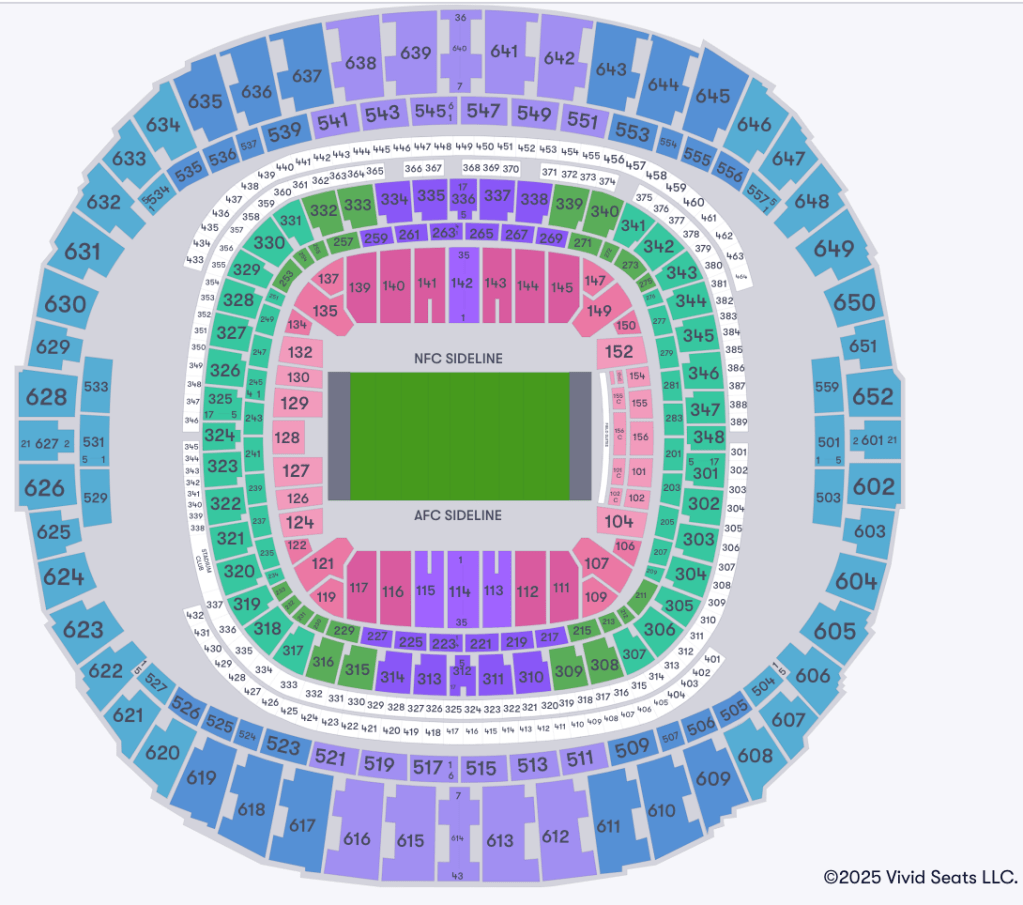 A map of New Orleans' Caesars Superdome.