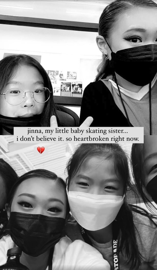 Shin posted a tribute to her Instagram account for Jinna Han, whom she called her "little baby skating sister."