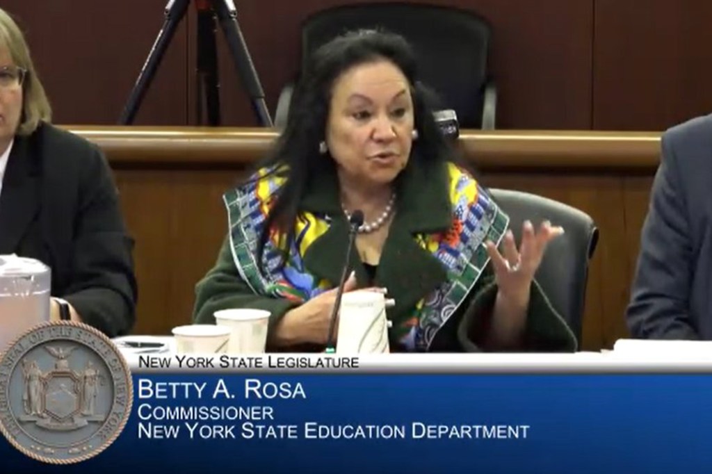 Commissioner Betty A. Rosa testifying at Joint Legislative Elementary and Secondary Education Budget Hearing, defending her pay raise