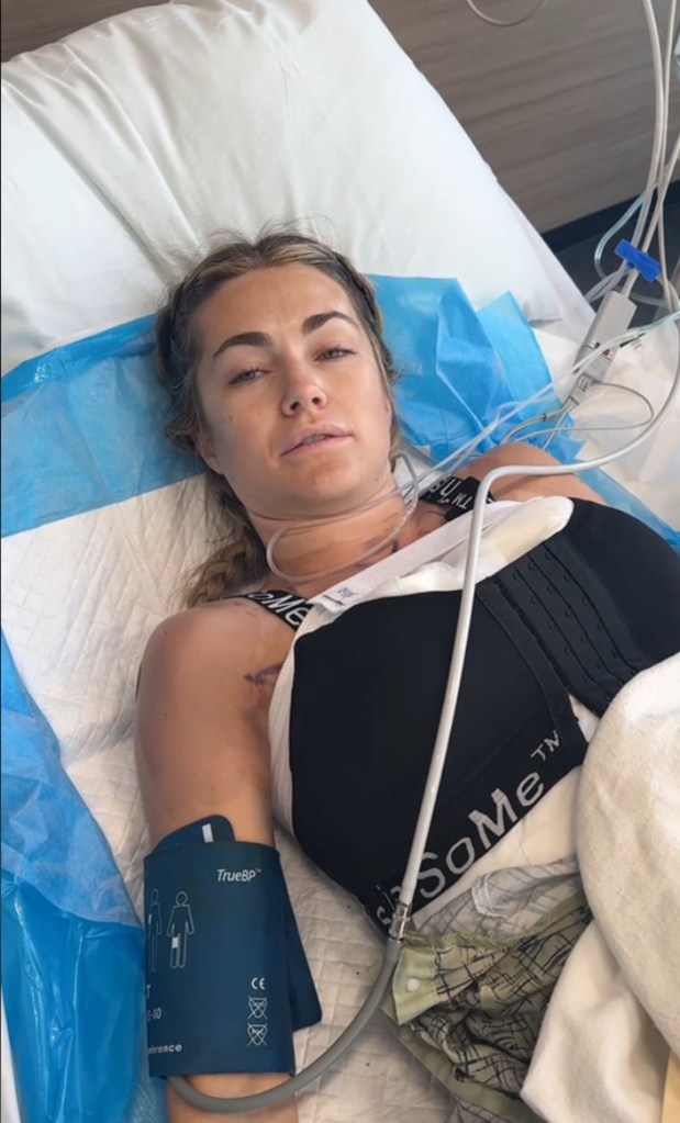 After the surgery, the first thing that Arnold was worried about was her hair, asking her husband if her braids "were still on."