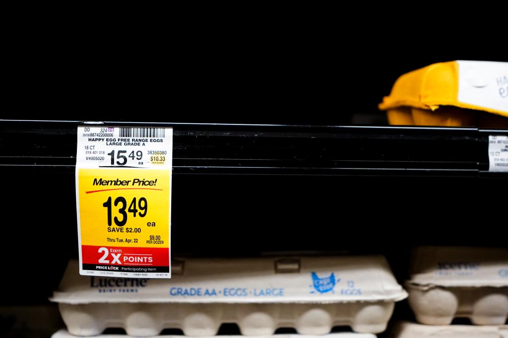 Empty shelf of free range eggs in a Safeway grocery store in Seattle on January 27, 2025, indicative of high egg prices