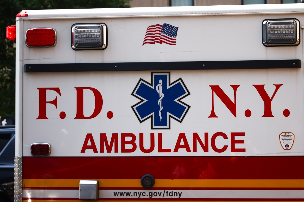 FDNY ambulance on a Manhattan street, New York City, on July 16th, 2024, aiming for response times under seven minutes.
